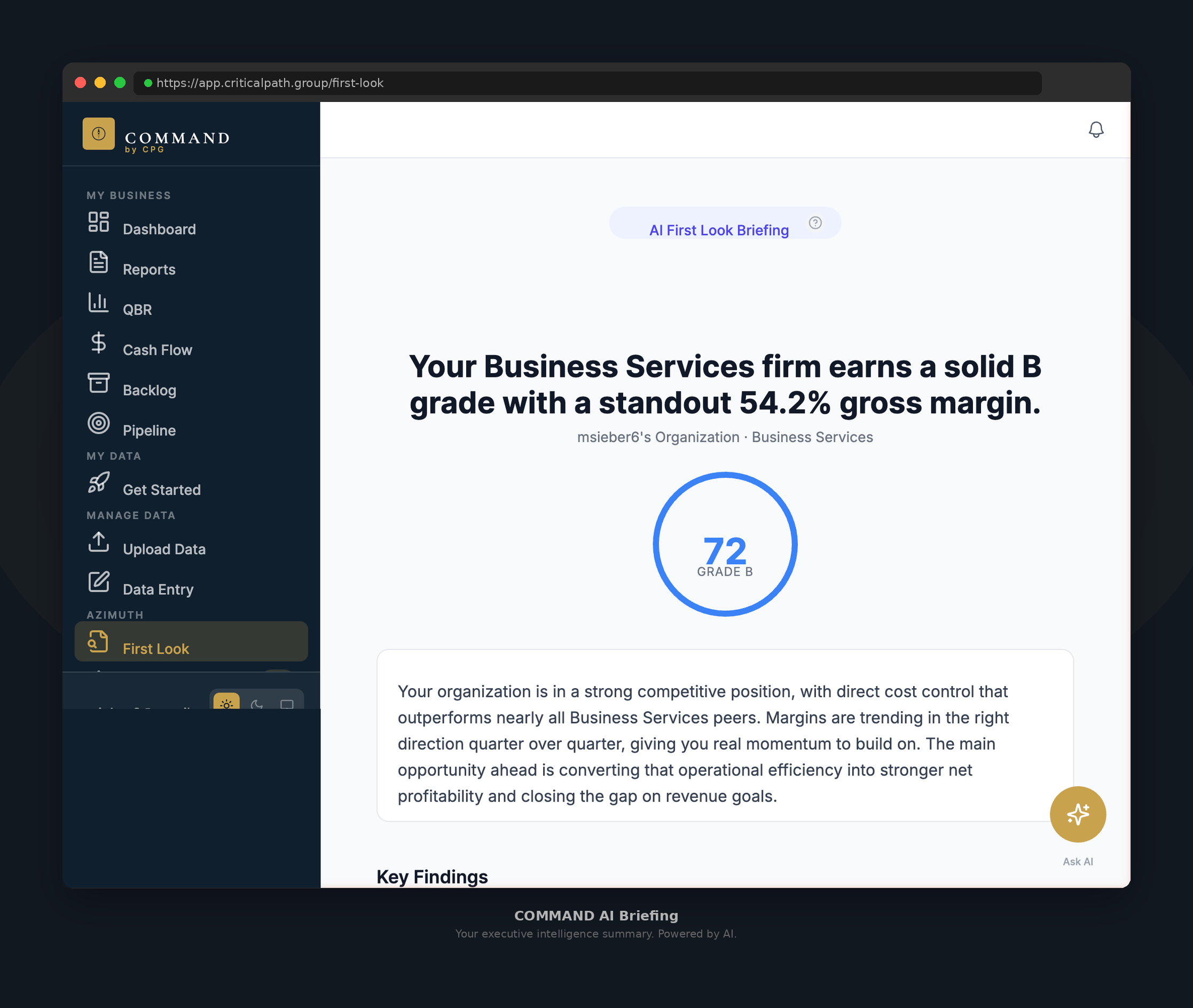 One-Click Executive Briefings — AI-generated weekly narrative